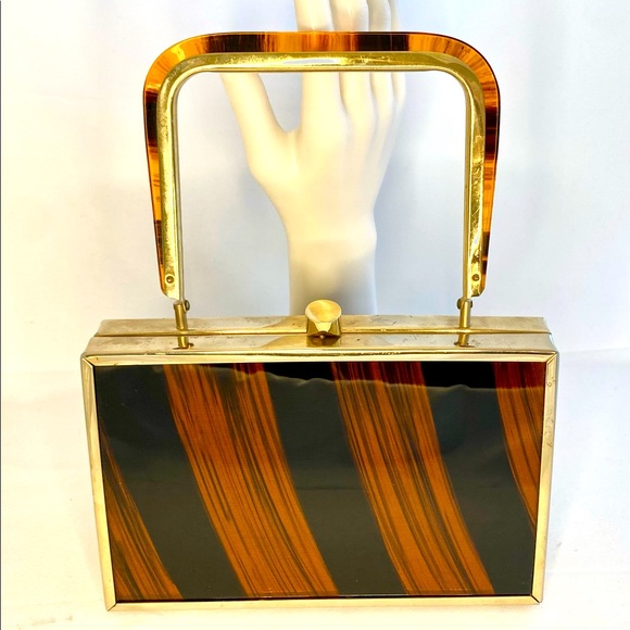 Tryolean N.Y. Handbag Tortoise Amber Lucite Purse